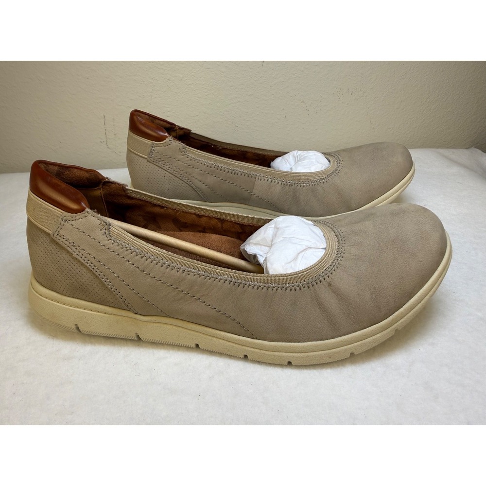 Cobb Hill Lidia Ballet Flats 9W‎ Beige Leather Comfort Memory Foam Holiday Ready